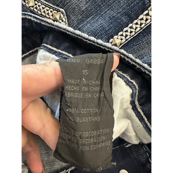 Live Hard Jeans 16 Womens Thick Stitch Concert Rock Embellish - Picture 11 of 11